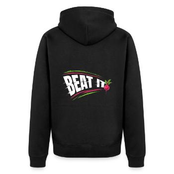 Battez-le en plantant et en mangeant des betteraves - Devenez végétalien - Veste à capuche bio Premium Unisexe - noir - Dos - Nico (187cm)