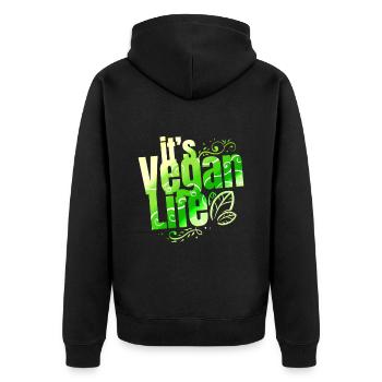 La vie végétalienne de I - Devenez végétalien - Veste à capuche bio Premium Unisexe - noir - Dos - Nico (187cm)