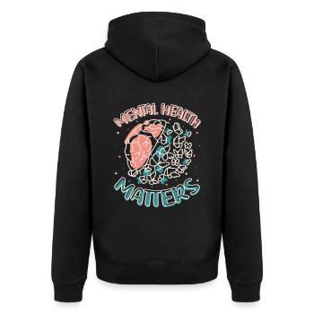 Psychische Gesundheit Ist Wichtig. - Unisex Premium Bio Zip Hoodie - Schwarz - Hinten - Nico (187cm)