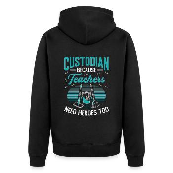 Des gardiens parce que les enseignants ont aussi besoin de héros - Veste à capuche bio Premium Unisexe - noir - Dos - Nico (187cm)