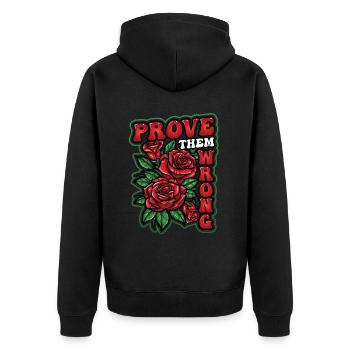 Prove them wrong Strong women - Unisex Premium Organic Zip Hoodie - black - Back - Nico (187cm)