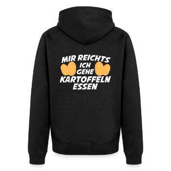 Kartoffeln Bratkartoffeln Kartoffel - Unisex Premium Bio Zip Hoodie - Schwarz - Hinten - Nico (187cm)