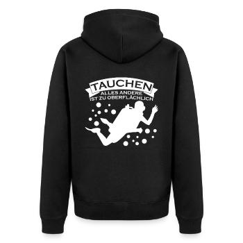 Taucher Tauchen Sporttaucher - Unisex Premium Bio Zip Hoodie - Schwarz - Hinten - Nico (187cm)