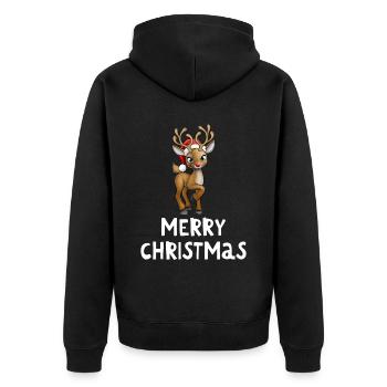 Joyeux Noël Drôle de Chemise de Noël - Veste à capuche bio Premium Unisexe - noir - Dos - Nico (187cm)