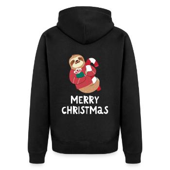 Joyeux Noël Drôle de Chemise de Noël - Veste à capuche bio Premium Unisexe - noir - Dos - Nico (187cm)