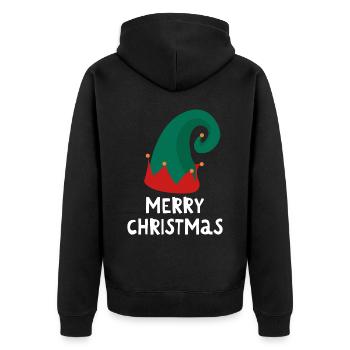 Merry Christmas Lustiges Weihnachtsshirt - Unisex Premium Bio Zip Hoodie - Schwarz - Hinten - Nico (187cm)
