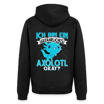 Axolotl - Unisex Premium Bio Zip Hoodie - Schwarz - Hinten - Nico (187cm)