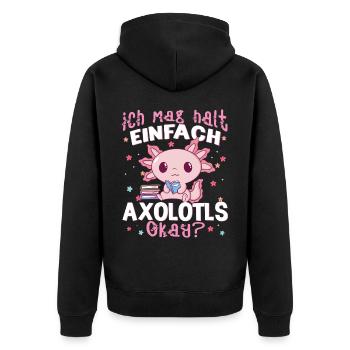 Axolotl - Unisex Premium Bio Zip Hoodie - Schwarz - Hinten - Nico (187cm)