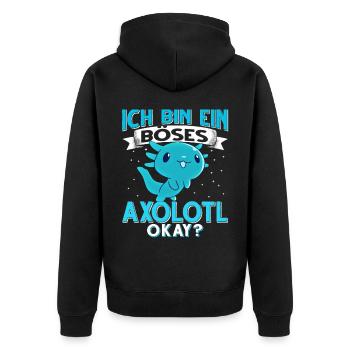 Axolotl - Unisex Premium Bio Zip Hoodie - Schwarz - Hinten - Nico (187cm)