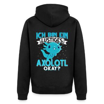 Axolotl - Unisex Premium Bio Zip Hoodie - Schwarz - Hinten - Nico (187cm)