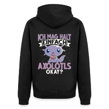 Axolotl - Unisex Premium Bio Zip Hoodie - Schwarz - Hinten - Nico (187cm)