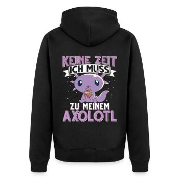 Axolotl - Unisex Premium Bio Zip Hoodie - Schwarz - Hinten - Nico (187cm)
