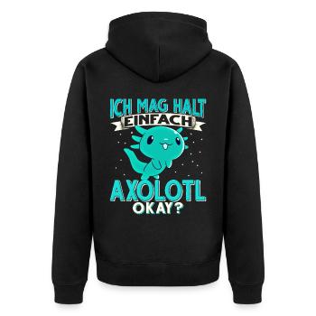 Axolotl - Unisex Premium Bio Zip Hoodie - Schwarz - Hinten - Nico (187cm)
