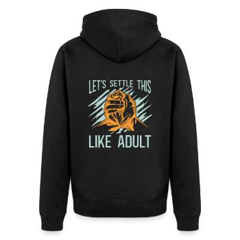 Let's do this like an adult - Unisex Premium Organic Zip Hoodie - black - Back - Nico (187cm)
