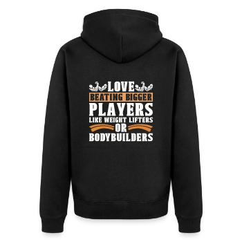 I love to watch taller players in arm wrestling - Unisex Premium Organic Zip Hoodie - black - Back - Nico (187cm)