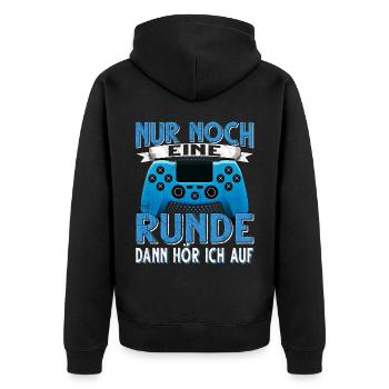 Nur Noch Eine Runde Dann Hör Ich Auf Gamer Gaming - Unisex Premium Bio Zip Hoodie - Schwarz - Hinten - Nico (187cm)