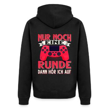 Nur Noch Eine Runde Dann Hör Ich Auf Gamer Gaming - Unisex Premium Bio Zip Hoodie - Schwarz - Hinten - Nico (187cm)