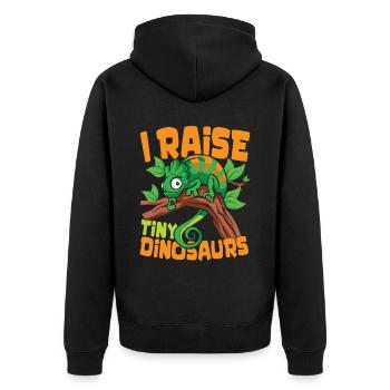 I Raise Tiny Dinosaurs für Reptilienhalter - Unisex Premium Bio Zip Hoodie - Schwarz - Hinten - Nico (187cm)
