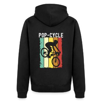 Fahrrad Fahrradfahrer - Unisex Premium Bio Zip Hoodie - Schwarz - Hinten - Nico (187cm)