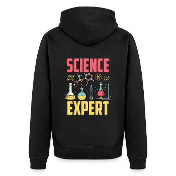 Scientific Expert Science Science - Unisex Premium Organic Zip Hoodie - black - Back - Nico (187cm)