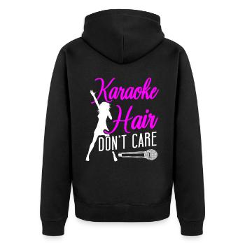 Karaoke Singer Karaoke Hair Don't - Unisex Premium Bio Zip Hoodie - Schwarz - Hinten - Nico (187cm)