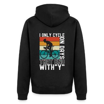 Fahrrad Fahrradfahrer - Unisex Premium Bio Zip Hoodie - Schwarz - Hinten - Nico (187cm)