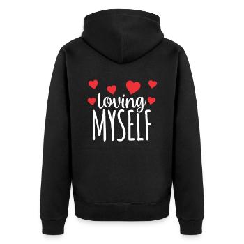 Je m’aime moi-même amour-amour de soi doux - Veste à capuche bio Premium Unisexe - noir - Dos - Nico (187cm)