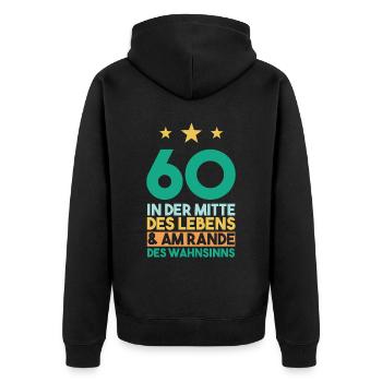 Sechszig Sechszehnter 60 Jahre Geburtstag - Unisex Premium Bio Zip Hoodie - Schwarz - Hinten - Nico (187cm)