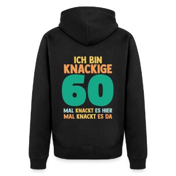 Sechszig 60 Jahre Sechszehnter Geburtstag - Unisex Premium Bio Zip Hoodie - Schwarz - Hinten - Nico (187cm)