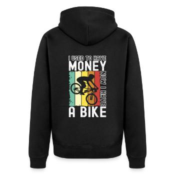Fahrrad Fahrradfahrer - Unisex Premium Bio Zip Hoodie - Schwarz - Hinten - Nico (187cm)