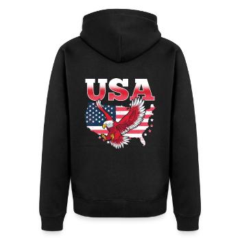 États-Unis Amérique États-Unis Patriotique américain - Veste à capuche bio Premium Unisexe - noir - Dos - Nico (187cm)
