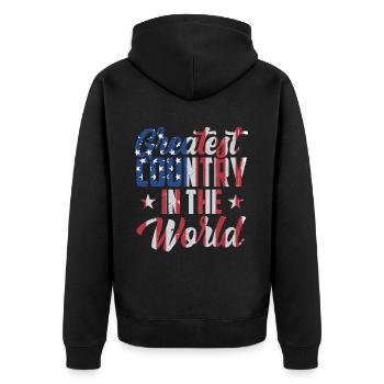 Le plus grand pays du monde Amérique États-Unis États-Unis - Veste à capuche bio Premium Unisexe - noir - Dos - Nico (187cm)