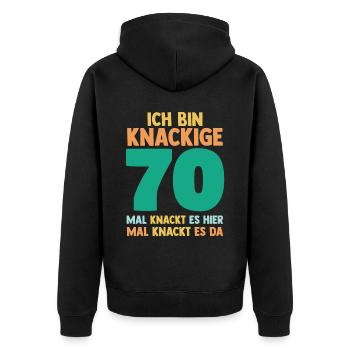 Siebzig 70 Jahre Siebzigster Geburtstag - Unisex Premium Bio Zip Hoodie - Schwarz - Hinten - Nico (187cm)
