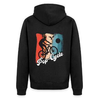 Fahrrad Fahrradfahrer - Unisex Premium Bio Zip Hoodie - Schwarz - Hinten - Nico (187cm)