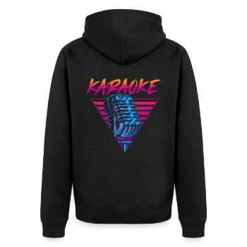 Karaoke Singer Retro 80s 90s - Unisex Premium Bio Zip Hoodie - Schwarz - Hinten - Nico (187cm)