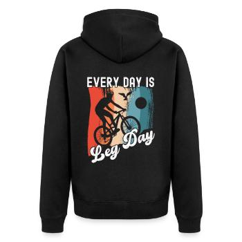 Fahrrad Fahrradfahrer - Unisex Premium Bio Zip Hoodie - Schwarz - Hinten - Nico (187cm)