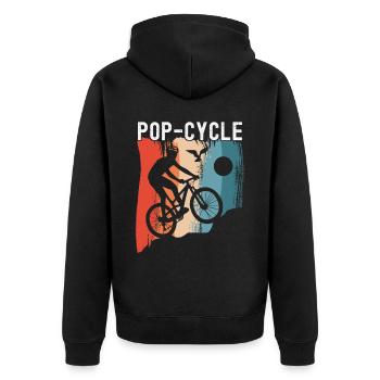 Fahrrad Fahrradfahrer - Unisex Premium Bio Zip Hoodie - Schwarz - Hinten - Nico (187cm)