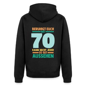 Siebzig 70 Jahre Siebzigster Geburtstag - Unisex Premium Bio Zip Hoodie - Schwarz - Hinten - Nico (187cm)