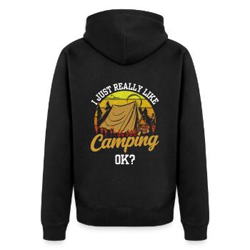 J’aime juste camper très bien camper camping - Veste à capuche bio Premium Unisexe - noir - Dos - Nico (187cm)