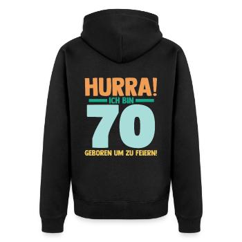 Siebzig 70 Jahre Siebzigster Geburtstag - Unisex Premium Bio Zip Hoodie - Schwarz - Hinten - Nico (187cm)