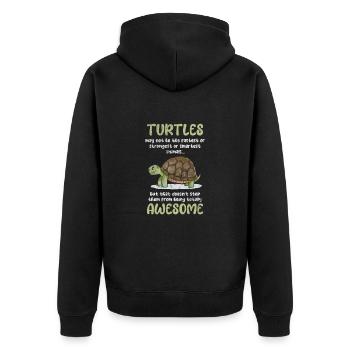 Turtle - Unisex Premium Organic Zip Hoodie - black - Back - Nico (187cm)