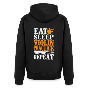 Violin Violinist Vintage Eat Sleep - Unisex Premium Bio Zip Hoodie - Schwarz - Hinten - Nico (187cm)