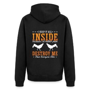 Cock I Keep It All Inside Farm Animals Cock Lover - Unisex Premium Organic Zip Hoodie - black - Back - Nico (187cm)