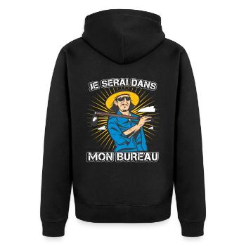 Je Serai Dans Mon Bureau Jardin Jardinage - Veste à capuche bio Premium Unisexe - noir - Dos - Nico (187cm)