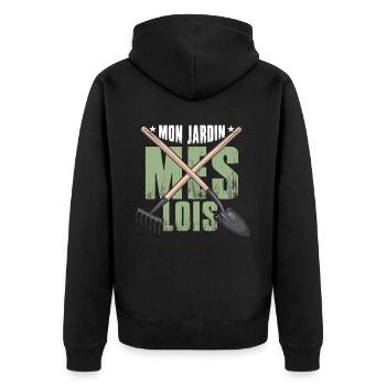 Mon Jardin Mes Lois | Citation De Jardinage - Veste à capuche bio Premium Unisexe - noir - Dos - Nico (187cm)
