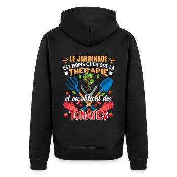 Jardinage Humoristique - Veste à capuche bio Premium Unisexe - noir - Dos - Nico (187cm)
