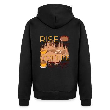 Kaffeezeit Kaffee trinken Koffein - Unisex Premium Bio Zip Hoodie - Schwarz - Hinten - Nico (187cm)