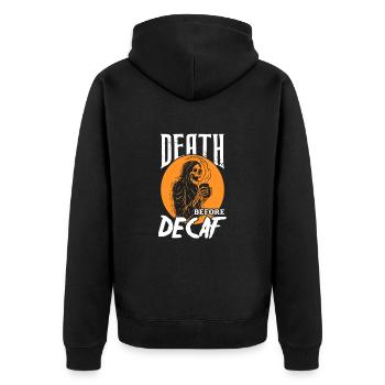Kaffee Koffein Espresso Barista Geschenk - Unisex Premium Bio Zip Hoodie - Schwarz - Hinten - Nico (187cm)