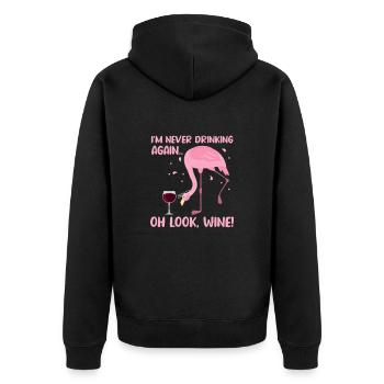 Flamingo Wein Pink Vogel Sommer Urlaub Geschenk - Unisex Premium Bio Zip Hoodie - Schwarz - Hinten - Nico (187cm)