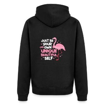 Flamingo Pink Vogel Zoo Sommer Urlaub Geschenk - Unisex Premium Bio Zip Hoodie - Schwarz - Hinten - Nico (187cm)